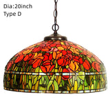 20 Inch Vintage Tiffany Stained Glass Vintage Pendant Light Art Chandelier Downlights