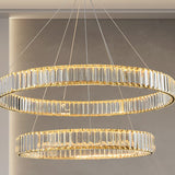 Luxury Simple Ring Copper Crystal Chandelier LED Pendant Lighting