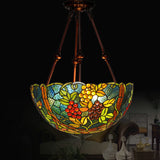 16 Inch Vintage Tiffany Stained Glass Vintage Pendant Light Art Chandelier Uplights