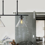 2/3 Lights Island Lamp Industrial Cone Clear Glass Hanging Lighting in Black for Dining Table
