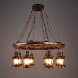 American Retro Chandelier Living Room Dining Room Log Nostalgic Chandelier Cafe Bar Classic Decorative Boat Wooden Chandelier