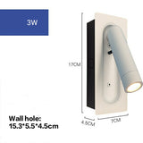 2PCS LED Wall Simple Spotlights 3W 360 Degree Rotation with Hide Switch  LED Integrated