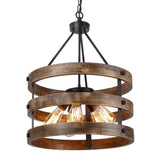 5-Light Ring Wood Farmhouse Lamp Retro Wooden Chandelier Industrial Style For Dining room