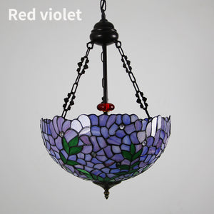 16Inch Violet Tiffany Stained Glass Art Chandelier Rural Classical E26/E27