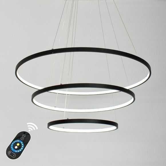 Oversized 48*40*32 inch 3-Lights Circular Pendant Light Chandelier Lighting Lamp Ambient Light Dimmable Remote Control - heparts