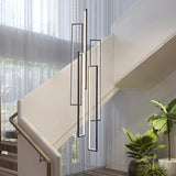 3/4/5/9 Lights Modern LED Rectangle Chandelier Pendant Light High Ceiling Hanging Lamp  Foyer Stairs Restaurant