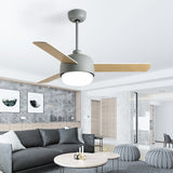 36"/42" LED Ceiling Fan Lamp Modern Dining Room 3 Blades Semi Flush Mounted Light with Dome Acrylic Shade in Macaron