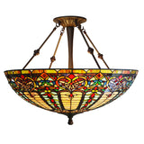 22 Inch Vintage Tiffany Stained Glass Vintage Pendant Light Art Chandelier Rural Classical