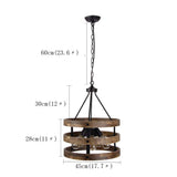 5-Light Ring Wood Farmhouse Lamp Retro Wooden Chandelier Industrial Style For Dining room