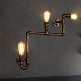 4-Lights Loft Vintage Water Pipe Wall Lamp Bar Restaurant Iron Industrial Style E26E27 Edison Bulbs Retro Wall Sconce Lamp - heparts