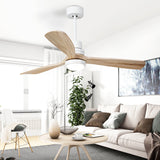 42"/52" LED Ceiling Fan Lamp Modern Dining Room 3 Blades Semi Flush Mounted Light with Dome Acrylic Shade