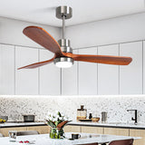 42"/52" LED Ceiling Fan Lamp Modern Dining Room 3 Blades Semi Flush Mounted Light with Dome Acrylic Shade