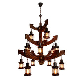 Vintage Wooden Chandelier Loft Industrial Style American Nostalgic Creative Personalized Restaurant Bar Coffee Shop Lamps