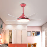 48‘ ’52" 5-Blade Plastic Fan Lamp LED Light  Remote Control Ceiling Fan Lamp Restaurant Charged Fan
