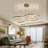 4 Rings Modern LED Pendant Lights Suspension Lighting for Dinning Room Foyer Bedroom Hanging Lamp 90-265V - heparts