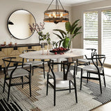 Rustic Industrial Round Chandelier with Wood and Metal Cage Design