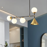 5-Lights Geometric Pendant light Chandelier Ambient Light Pure Brass Glass Living Room E26/E27