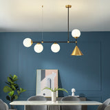 5-Lights Geometric Pendant light Chandelier Ambient Light Pure Brass Glass Living Room E26/E27
