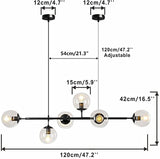 6-Light Sputnik Pendant Light Chandelier Lighting Lamp Ambient Light Vintage Kitchen Island Dining Room Bedroom - heparts