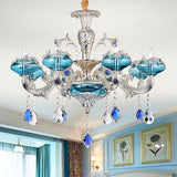 6-10-Lights Heart of the Sea Glass Crystal Candle-style Chandelier Up-light Electroplated 110-240V E12-E14 - heparts