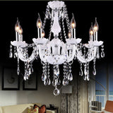 6-10-Lights White Glass Crystal Candle-style Chandelier Up-light Electroplated 110-240V E12-E14 - heparts