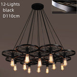 6-12 Iron Rings Cluster Chandelier Down-light American Neoclassic Pendant lights