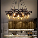 6-12 Iron Rings Cluster Chandelier Down-light American Neoclassic Pendant lights