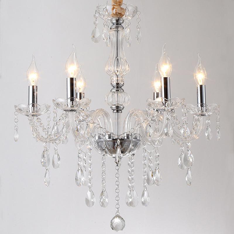 6-18-Lights Clear Glass Crystal Candle-style Chandelier Up-light