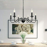 6-Light Iron Farmhouse Candle Style Chandelier Pendant Light Fixture for Kitchen Island