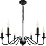 6-Light Iron Farmhouse Candle Style Chandelier Pendant Light Fixture for Kitchen Island