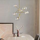 6-Lights Molecular Ball Pure Brass Glass Chandelier Pendant Lighting Kitchen Island G4