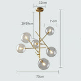 6-Lights Molecular Ball Pure Brass Glass Chandelier Pendant Lighting Kitchen Island G4