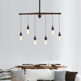 6-Lights Rustic Industrial Black Metal Hanging Pendant Light E26/E27 - heparts