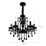 6/8-Lights Black Glass Crystal Candle-style Chandelier Up-light Electroplated 110-240V E12-E14 - heparts