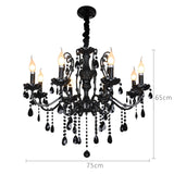 6/8-Lights Black Glass Crystal Candle-style Chandelier Up-light Electroplated 110-240V E12-E14 - heparts