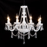 8-Lights White Glass Crystal Candle-style Chandelier Up-light Electroplated 110-240V E12-E14 - heparts