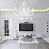 8-Lights White Glass Crystal Candle-style Chandelier Up-light Electroplated 110-240V E12-E14 - heparts