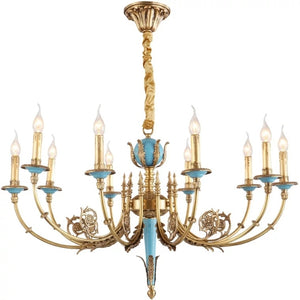 Luxurious Pure Brass Classic Candle-style Crystal Chandelier Uplight E12/E14 6/8/10/15 Lights - heparts