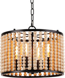 Bohemia 4-Light Farmhouse Celling Lights Boho Light Fixtures, Traditional Lantern Wood Beaded Celling Lights Fixtures Foyer Light for Entryw