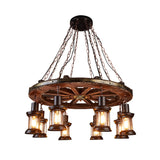 American Retro Chandelier Living Room Dining Room Log Nostalgic Chandelier Cafe Bar Classic Decorative Boat Wooden Chandelier