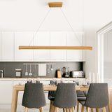 L60/90/120cm LED Wood Pendant Light Nordic Modern Island Light Acrylic Painted