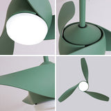 3-Blade LED  Retro Fan Lamp Modern Electric Fan Remote Control Ceiling Fan Lamp For Living Room