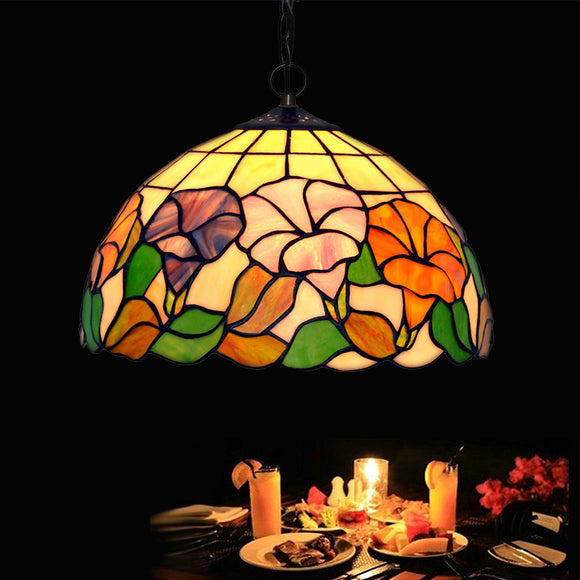 Morning Glory 12 Inch Tiffany Lamp Classical Table Lamp Stained Glass Brown Zinc Alloy Base