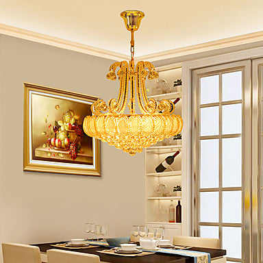 8 Light Gold Silver Crystal Chandelier Vintage Ambient Light Electroplated Metal E12 E14