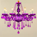 8-Lights Violet Glass Crystal Candle-style Chandelier Up-light Electroplated 110-240V E12-E14 - heparts