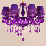 8-Lights Violet Glass Crystal Candle-style Chandelier Up-light Electroplated 110-240V E12-E14 - heparts