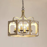 Bohemia 8-Sides&Lights Vintage Square Wood Metal Chandeliers Retro Hanging Lamp for Dining Living Room