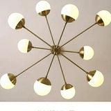 6/8/10 Lights Pure Brass Novelty Sputnik Ball Chandelier Ambient Light Glass Creative E26/E27