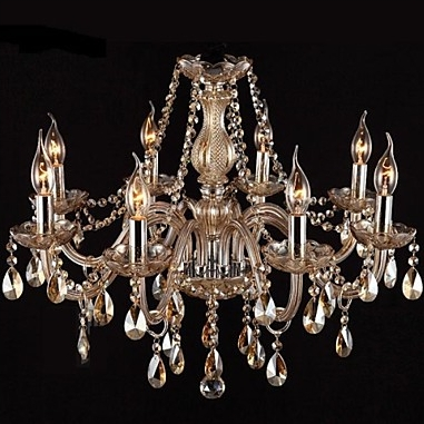 8Light Candle-style Chandelier Uplight Glass Crystal E12 - heparts