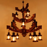 Vintage Wooden Chandelier Loft Industrial Style American Nostalgic Creative Personalized Restaurant Bar Coffee Shop Lamps